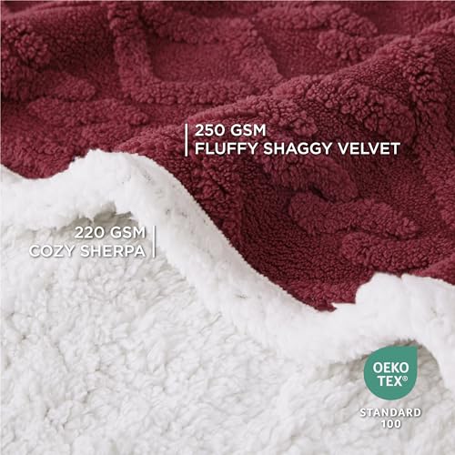 Bedsure Waterproof Dog Blankets for Small Dogs - Pet Blanket for Couch Protector Washable, Premium Jacquard Coral Fleece Cat Throw Blanket, Soft Reversible Furniture Protection, 25"x35", Burgundy