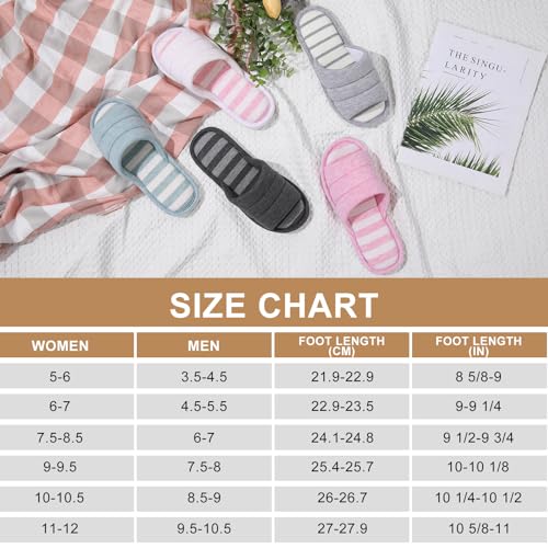 shevalues Women's Soft Indoor Slippers Open Toe Cotton Memory Foam Slip on Home Shoes House Slippers, Dark Grey 250 (Size 6-7)