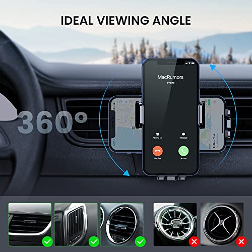 CINDRO Phone Holder Car [Upgrade Clip Never Fall] Car Phone Holder Mount Automobile Air Vent Hands Free Cell Phone Holder for Car Fit for All Car Mount for iPhone Android Smartphone