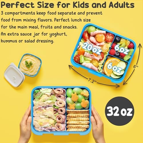 Fimibuke Bento Lunch Box for Kids - Toddler Bento Snack box with 3 Compartments, Stainless Steel Insulated Water Bottle, Lunch Bag, Ice Pack Set, Back to School Birthday Gifts for Ages 3-12 Girls Boys