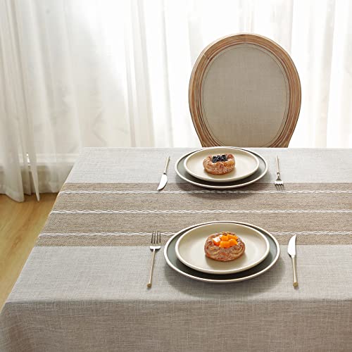 Laolitou Waterproof Tablecloths Rustic Tablecloth Cotton Linen Grey Table Cloths for Kitchen Dining,Party,Holiday,Christmas,Buffet,55"x55", 4 Seats