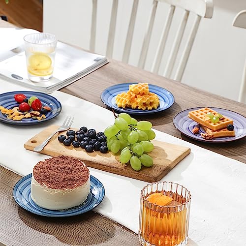 Selamica Ceramic Dessert Plates Set of 6, Small Salad Plates 6 Inch Appetizer Plates for Kitchen, Small Dinner Plates/Dishes for Cake Snacks Side Dish, Microwave Dishwasher Safe, Gradient Blue