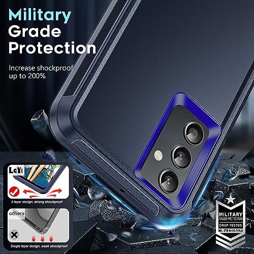 LeYi for Samsung Galaxy-A24 Case with 2 PCS Screen Protector, Heavy Duty 3 in 1 Samsung A24 Case, Military Grade Shockproof Phone Case Cover for Samsung A24, Blue