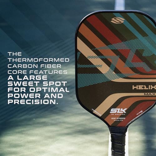 2024 SLK Helix Pro Pickleball Paddle | Carbon Fiber & Fiberglass Hybrid Face | Thermoformed Carbon Fiber Core | Unmatched Control | Grooves