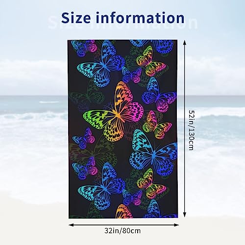 VOOHDDY Butterfly Flying Beach Towel Large Soft Absorbent Microfiber Quick Dry Oversized Bath Towels for Bathroom Women Men Pool Camping Travel Swimming Picnic Sports