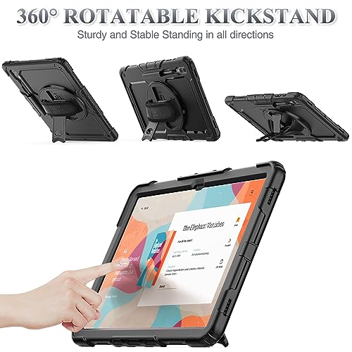 SEYMAC stock for Samsung Galaxy Tab S9 Ultra/ S8 Ultra Tablet Case 14.6'' with Screen Protector Pencil Holder [360 Rotating Hand Strap] &Stand, Case for Galaxy Tab S9 Ultra/ S8 Ultra 14.6'', Black1