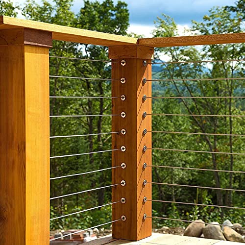 FUNSUEI 100 PCS T316 Stainless Steel Protector Sleeves, Cable Railing Protector Sleeves, Deck Cable Railing Kits, Come with Drill Bit, Cable Railing System for 1/8 Inch Cable Railing, Rope