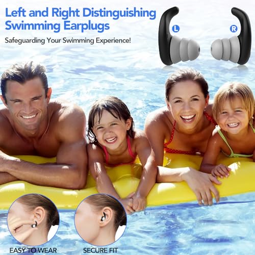 Waterproof Swimming Ear Plugs for Kids - 2 Pairs of Reusable Soft Silicone Swim Earplugs,Ear Protection for Children (4-12 Years Old) - Ideal for Surfing, Diving, Pool, Showering, and Water Sports