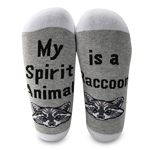 JNIAP 2 Pairs Raccoon Animal Women Socks Raccoon Lover Gift My Spirit Animal Is a Raccoon Socks Raccoon Gift Novelty Socks(2 Pairs Raccoon Socks)