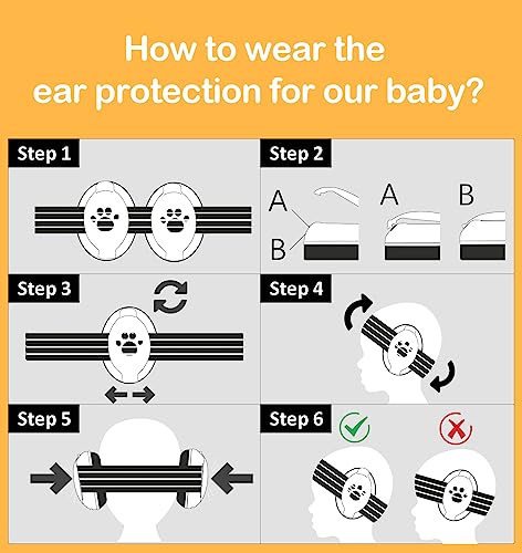 Hocazor HZ001 Baby Hearing Protection - CE & CPC Certified for Babies up to 36 Months - with Replacement Headband Baby Earmuffs Ear Protection for Airplane, Firework Show - Blue