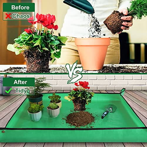 Large Repotting Mat for Plant Transplanting and Mess Control 39.5"x 31.5" Thickened Waterproof Potting Tray Succulent Potting Mat Portable Gardening Mat Plant Gifts for Women Men