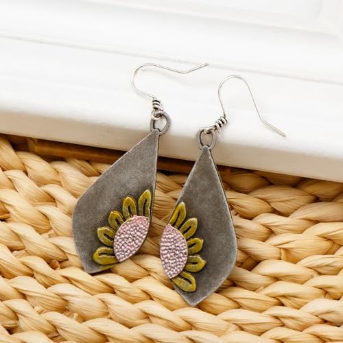 Boho Earrings Dangle Earrings Vintage Sunflower Earrings Handmade Bohemian Trendy Earrings for Women