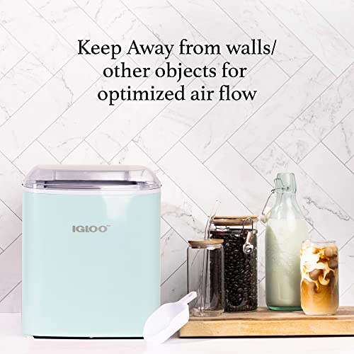 Igloo Electric Countertop Ice Maker Machine - Automatic and Portable - 26 Pounds in 24 Hours - Ice Cube Maker - Ice Scoop and Basket - Ideal for Iced Coffee and Cocktails - Aqua