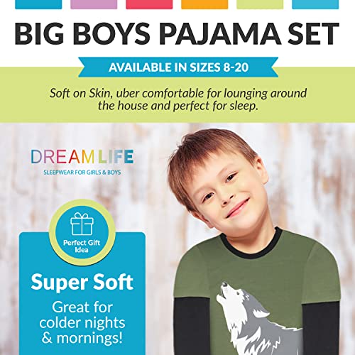 US Angels Dreamlife Boys Pajama Sleepwear Set, Super Soft and Cozy 2 Piece Long Sleeve Pants Set, Maroon, 8