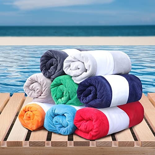 Superior Cabana Cotton Lounge Chair Cover, Outdoor Towel/Chaise Furniture Covers, Terry Cloth, Beach, Spa, Swim Accessories, Pool Chair Cover, Soft, Quick Drying, 32" x 102", Blue