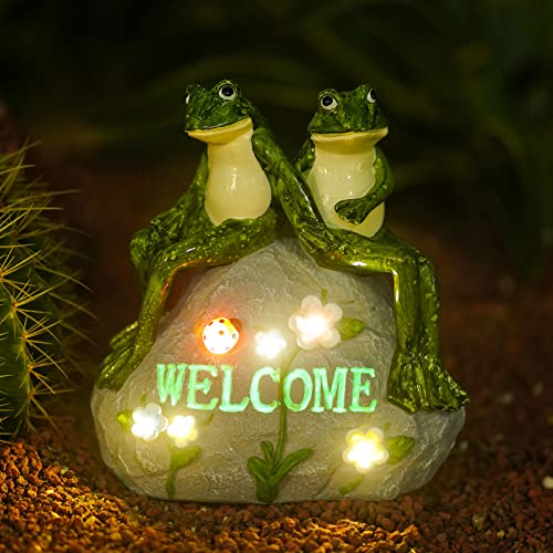 Nacome Solar Garden Outdoor Statues Turtle with Succulent and 7 LED Lights - Lawn Decor Tortoise Statue for Patio, Balcony, Yard Ornament - Unique Housewarming Gifts