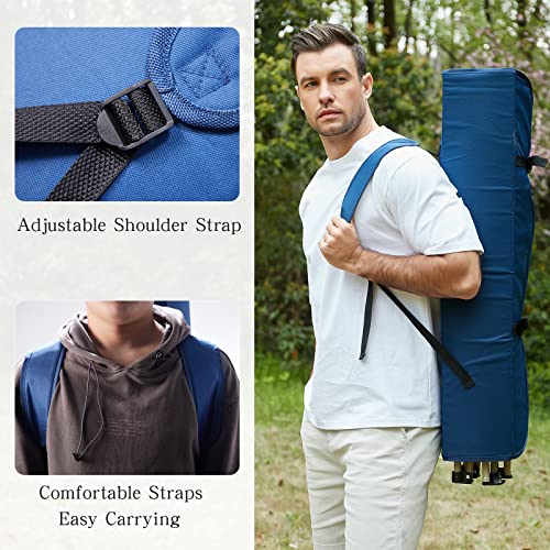 Huskfirm Camping Chair with Canopy Shade,Portable Folding Chair with UPF 50+ Sun Shade,Cup Holder,Side Pocket,Soccer Chair Adults for Camp,Beach,Outdoor Sports-Support 330 LBS Blue