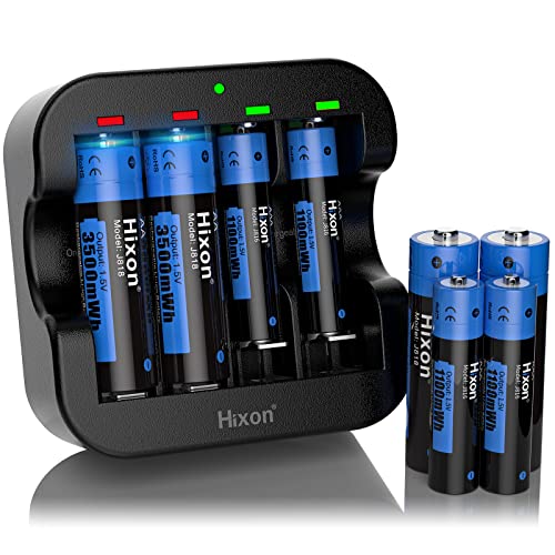 Rechargeable AA&AAA Lithium 1.5V Batteries-Full-Recharged 4x3500mWh AA & 4x1100mWh AAA,with Fast Charger,1600 Cycles,Constant Output[4AA+4AAA+1Charger]
