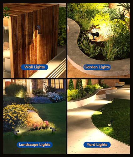NBKLS Solar Spot Lights for Outside, 27 LED Outdoor Solar Lights for Yard, 4 Pack Solar Spotlights Waterproof Auto On/Off for Landscape, Wall, Garden, Pool, Tree, Pathway and Driveway(Warm White)