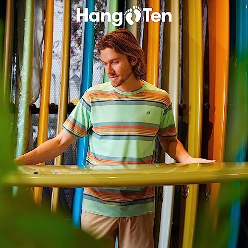 Hang Ten Men's Short Sleeve T Screens Impr - Land Point Ss Tee in Cream | Land Point Ss Tee, Small