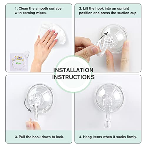 VIS'V Wreath Hanger, Large Clear Heavy Duty Suction Cup Wreath Hooks with Wipes 22 LB Removable Strong Window Glass Door Suction Cup Wreath Holder for Halloween Christmas Wreath Decor - 2 Pcs