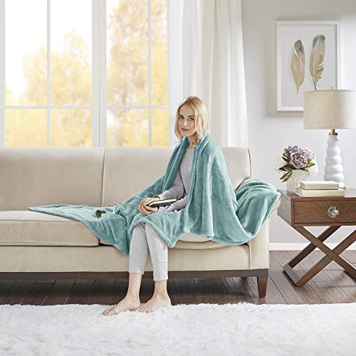 Beautyrest Heated Electric Blanket for Cold Weather, Fast Heating Heated Blanket, Auto Shut Off, Virtually Zero EMF, Multi Heat Setting, UL Certified, Teal Queen (90 inx84 in)