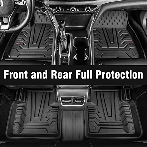 Car Floor Mats Compatible with 2016-2021 Civic Sedan/Hatchback/Type R, TPE Black All Weather Protection Front & 2nd Seat Floor Liners