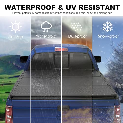 KUIPERAUTO Fiberglass Tri Hard Truck Bed Compatible for 2004-2008 Ford F150 Styleside (Not for Flareside) 6.5 FT Bed On Top 76.3 inch Tonneau Cover