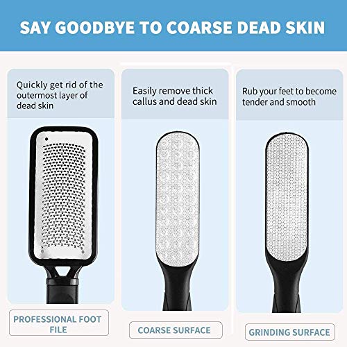 Fu Store Foot Files Callus Remover Stainless Steel Foot Rasp and Dual Sided Foot File Professional Scrubber Pedicure Tools Premium for Foot Care (Small)