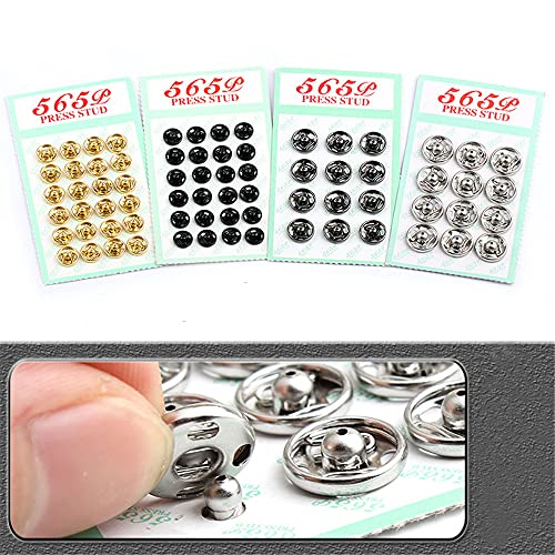 Mini Button Buckle Invisible Metal Snap Buttons Fasteners Press Studs Buttons for Sewing Clothing(Black,6mm)