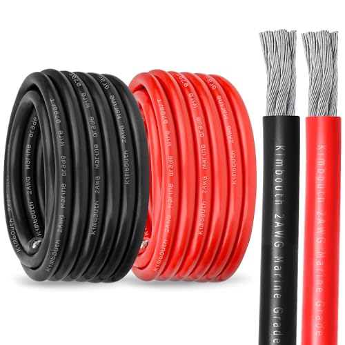 10 Gauge Marine Wire Tinned Copper Boat Cable, Standard USA OFC Oxygen Free Copper Wire for Automotive Boat Speakers Solar Outdoors (10 Gauge 30FT Red+30FT Black)