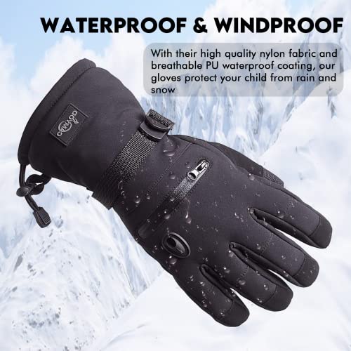 CAMYOD Men Waterproof Skiing Snowboarding Gloves with Zipper Pocket, Air Vent, Separated Liner Gloves-2 Pairs Set(2-Pair,S)