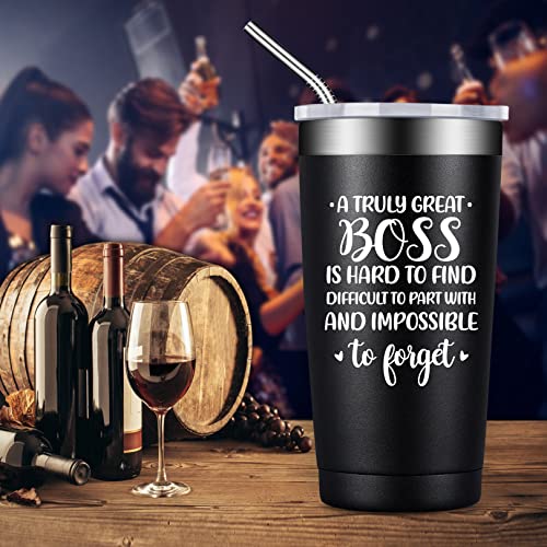 BIRGILT A Truly Great Boss is Hard to Find - Boss Day Gifts - Going Away Gift for Boss - Retirement, Birthday, Christmas Gifts for Worlds Best Boss - 20oz Boss Tumbler