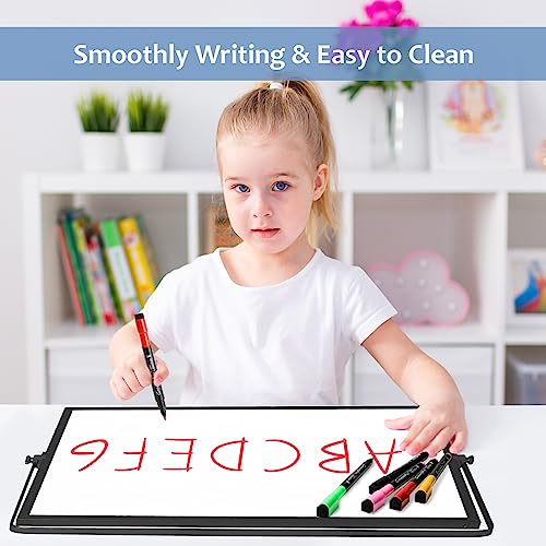 Dry Erase White Board, 16 x12 Inch Magnetic Whiteboard with Stand, Portable Double-Sided White Board Easel with 10 Markers 4 Magnets 1 Eraser, Desktop Dry Erase Board for Work School Memo to Do List