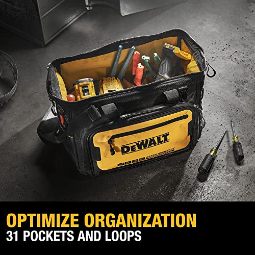 DEWALT Tool Bag, Water Resistant, Hard Bottom, 16-inch, Professional Tool Tote (DWST560103)