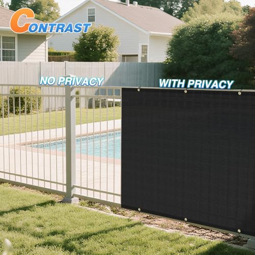 TANG Fence Privacy Screen Black 6 Feet x 118 Feet Outdoor Shade Cloth with Grommets, 150 GSM Temporary Fence Cover with Zipties Mesh Netting Fences Blockage for Backyard Garden Patio Chain Link