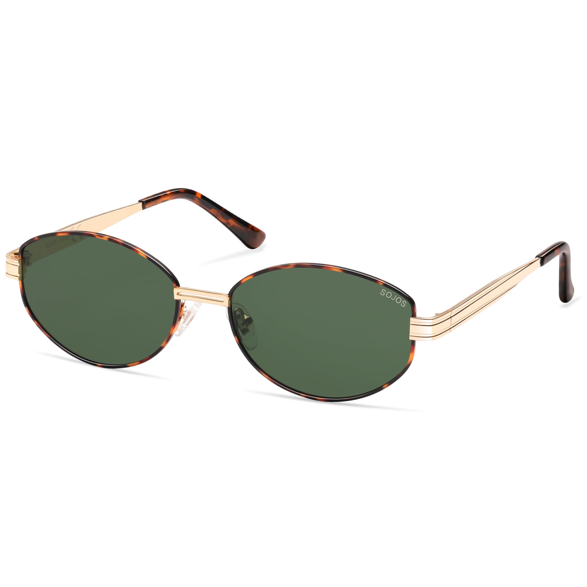 SOJOS Trendy Oval Polarized Sunglasses for Women Men, Retro Fashion Round Shades SJ1255, Tortoise/Green