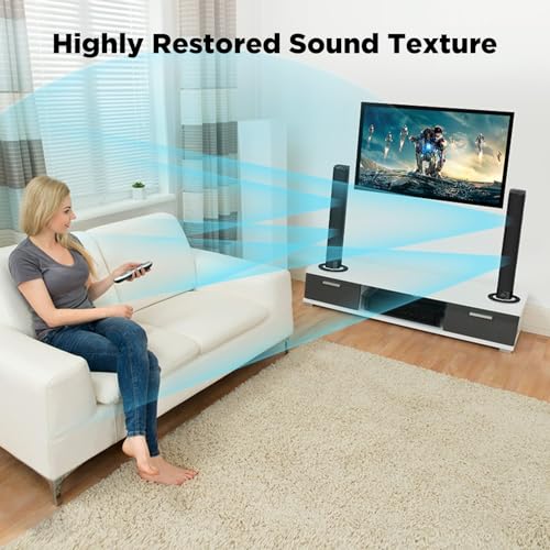 Assistrust Sound Bar, 60W Sound Bar for Smart TV, 5.0 Bluetooth TV Sound Bar, Wired & Wireless Soundbar with Auto Volume Boost, ARC/Optical/AUX Connection, Detachable Soundbar