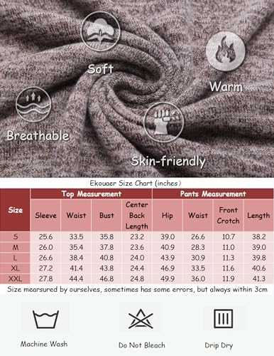 Ekouaer Womens Pajamas Set Long Sleeve Loungewear Soft Lounge Set Joggers with Pockets,Small,Khaki