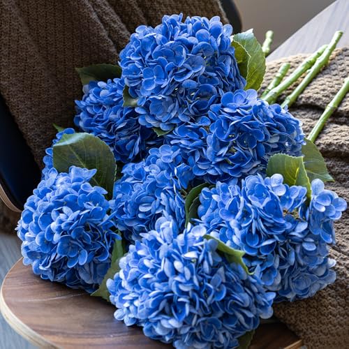 DUYONE 3PCS 22 inch Realistic Artificial Hydrangea Large Real Touch Flowers Artificial Flowers Dry Flowers Outdoor Wedding Christmas Office Family Party Living Room Table Decoration (Pink)