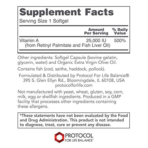 Protocol Vitamin A 25,000 IU - Eye, Retina, and Immune Health - 100 Softgels