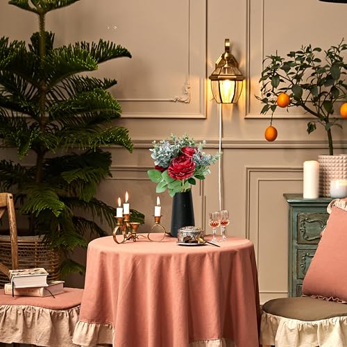 Mandy's 9pcs Burgundy Artificial Silk Fake Fall Flowers Arrangements Peony Bouquet for Mother's Day Easter Wedding Bridal Shower Centerpieces Party Home Decor