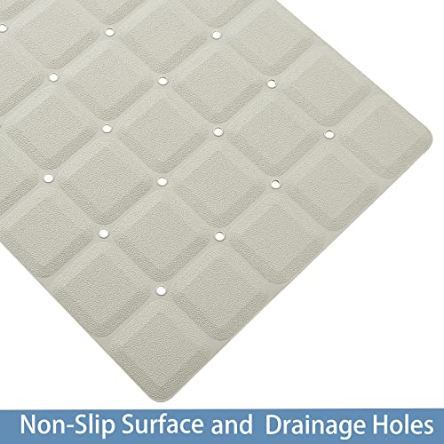 Webos Foldable Silicone Bathtub Mat: Jumbo Size Heavy Duty Safety Bath Mat for Tub without Suction Cups Non Slip Bath & Shower Mat for Textured, Reglazed, Refinished Tub (Beige, 35.8 x 17.7)
