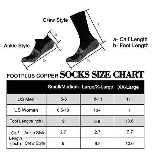 FOOTPLUS Mens Golf Socks, Men Women Winter Thick Cushioned Copper Low Cut Golf Tennis Arch Support Athletic Walking Travel Work Socks,6 Pairs Dark Grey, Large…