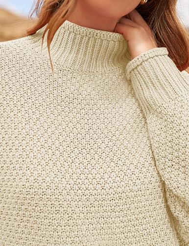 ZESICA Women's Turtleneck Batwing Sleeve Loose Oversized Chunky Knitted Pullover Sweater Jumper Tops,Orange2,Large