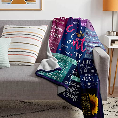 Gevuto Aunt Gifts from Niece Blanket, Best Aunt Ever Throw 50"x60", Mother's Day Christmas Birthday Presents for Auntie, Auntie Gifts for Women