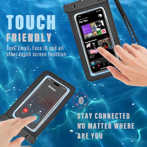 2 Pcs Waterproof Phone Pouch, Universal IPX8 Waterproof Phone Case for iPhone 15 pro max 14 13 12 11 Plus XS XR Samsung S24 S23 up to 6.8'', Water Proof Dry Bag for Swimming Kayak Beach Vacation