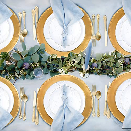 DaCakeWS Reef Charger Plates 13inch, Set 10PCS Plastic Floral Charger Plates Wedding for Dinner,Wedding,Party,Event,Decoration(Reef Rose Gold 10)