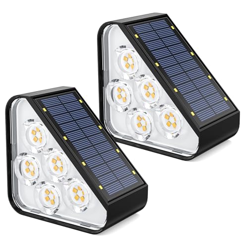 WENATY 33 LED Solar Step Lights Outdoor Waterproof, LED Outdoor Stair Lights, Solar Deck Lights Solar Powered Lighting Auto On/Off for Outside Steps, Patio, Front Yard Porch, Garden Decor (Warm White)