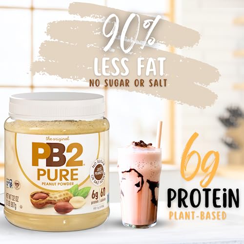 PB2 Pure Peanut Butter Powder - [2 lb/32 oz Jar] - No Added Sugar, No Added Salt, No Added Preservatives - 100% All Natural Roasted Peanuts - 6g of Plant-Based Protein